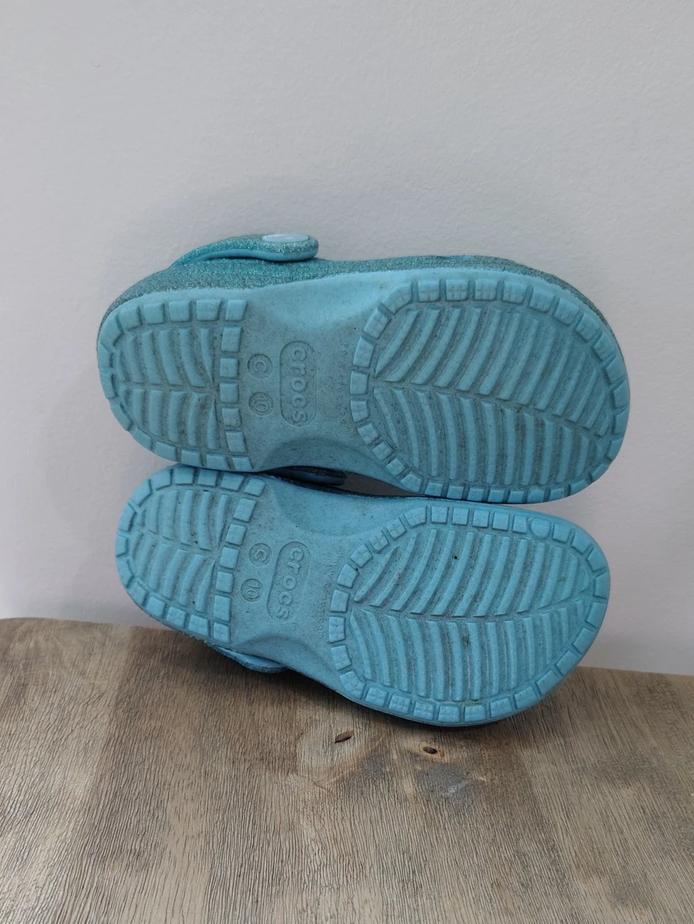 Crocs Classic Glitter Clogs Teal Blue Slip On Shoes Toddler Size 10